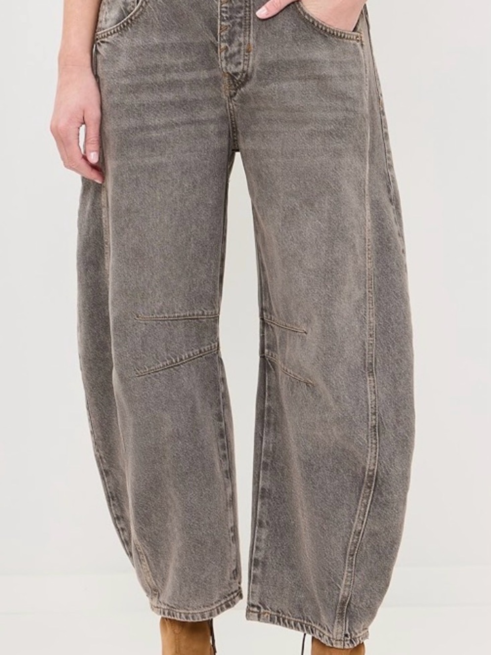 Free People High-Rise Wide Leg Washed Gray Jeans - Picture 4 of 4